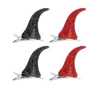 Red Ox Horn Hairpins, Halloween Costume Hair Decoration for Women Girls | Plastic Metal Accessory Set, Two Pairs for Carnival Balls, Children's Parties, Cosplay Styling, Christmas Celebrations