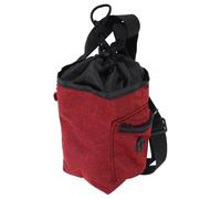 Red Oxford Cloth Chalk Bag with Belt for Bouldering Rock Climbing | Drawstring Closure, Large Opening, Brush Holder, Zippered Pocket, Adjustable Waist Strap, Suitable for Gym Athletes