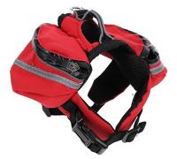 Red Oxford Dog Backpack XS, Breathable Hiking Pack with Leash Hook | Portable Outdoor Rucksack for Travel and Camping, Warning Effect Design, Lightweight Saddlebag