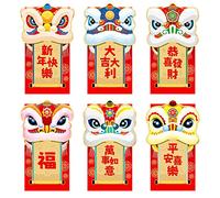 Red Packets 2022 Year of The Tiger Hong Bao, Lion Dance Red Envelope, Three-Dimensional Creative Children's New Year's Eve Bag(Color:30 Slices)