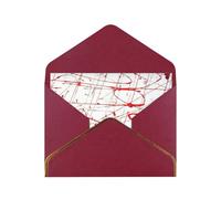 Red Paint Art Pearl Paper Greeting Card With Envelope Gold Trimmed Wedding Party Christmas Invitation