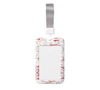 Red Paint Art Printed Card Badge Holder with Neck Strap, Vertical Cards Holder Anti-Scratch and Easy-Scan, for Office, School