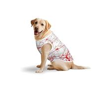 Red Paint Art Soft Cotton T-Shirt Vest for Large Dogs, Print Pet Clothes Breathable Pet Pullover Tee Sleeveless Sweatshirt (3xl-5xl)
