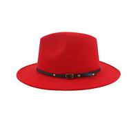 Red Panama Hat Casual Tone Two Wool Women Hat Jazz Hats for Men Wide Bottom Baseball Caps Hats with Names on Them (Red, One Size)