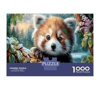 Red Panda 1000 Piece Puzzle Snow Tree Branch Home Decor Retirement Gift Housewarming Gift for Family Weekend Activity Participants 38x26cm/1000pcs