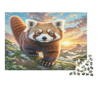 Red Panda 1000 Pieces Jigsaw Puzzles for Adults & Children, Recycled Cardboard, Non-Reflective, Red Panda Sunset, Stress Relief Fun, Great Gift Idea for Home Decor 70x50cm/1000pcs