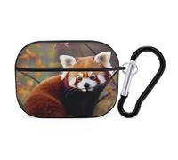 Red Panda Airpod Pro Case Cover Wireless Earbuds Case Protective Cover with Keychain Compatible with AirPods 1st & 2nd Generation Full Protective, Front LED Visible Black