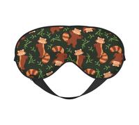 Red Panda and Bamboo Leaves Pattern Eye Mask Sleep Mask Cover for Sleeping with Adjustable Strap Blackout Eye Blinder Pads for Travel