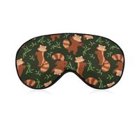 Red Panda and Bamboo Leaves Pattern Silk Sleep Mask with Adjustable Strap Super Soft Eye Mask