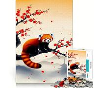 Red Panda And Cherry Blossoms 1000 Piece Jigsaw Puzzle for Adults Memory Gain Gentle Leisure Design Assembly Art Collection Piece (38x52cm)