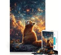 Red Panda And Starry Sky Cosmic Jigsaw Puzzles for Adults1000 Pieces Improve Memory Relax Mind Sharp Edge Art Collection Piece (38x26cm)