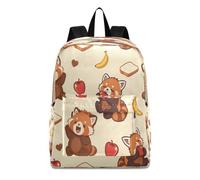 Red Panda Apple Bread Banana Pattern Backpack Travel Bag for Men Women, Lightweight Casual Daypack School Bag for Students Teens