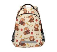 Red Panda Apple Bread Banana Pattern Backpacks for Kids School Bag Student Backpack Bookbag for Boys Girls Casual Bag