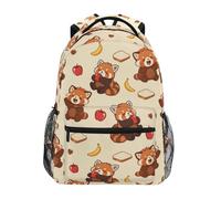 Red Panda Apple Bread Banana Pattern Kids Backpack for Boys Girls Student Big Backpacks for Elementary School Shoulder Bag Bookbag