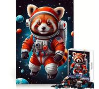 Red Panda Astronaut 1000 Piece Jigsaw Puzzle for Teenagers Strong Logic Toy Serene Time Clear Edge Creative Gift (38x26cm)