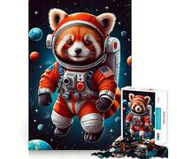 Red Panda Astronaut 1000 Pieces Jigsaw Puzzles for Adults Memory Gain Calm Mind Design Assembly Creative Gift (38x52cm)