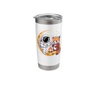 Red Panda Astronaut Bonfire Camping Crescent Moon Stainless Steel Insulated Tumbler