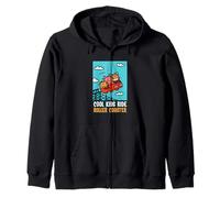 Red Panda, Axolotl, Capybara Riding A Roller Coaster Funny Zip Hoodie