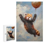 Red Panda Balloon Flying Jigsaw Puzzle, 1000 PCS, Indoor Activity for The Home, A Rewarding Pastime for Dedicated Jigsaw Fans, at Home
