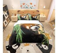 Red Panda Bedding Set Cute Animal Comforter Cover for Kids Boys Girls Teens Red Panda Leaves Duvet Cover Breathable Nature Bedding & Linen 2Pcs Single Size