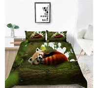 Red Panda Bedding Single Duvet Cover Set Breathable Soft Comfortable Hypoallergenic Microfiber with Zipper Closure Duvet Cover for Boy Girls Baby and Teens + 1 Pillowcases