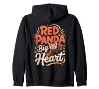 Red Panda Big Heart Bamboo Wildlife Zip Hoodie