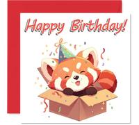 Red Panda Birthday Cards - Animal Gifts - Happy Birthday Card for Son Daughter Brother Sister Grandson Granddaughter Niece Nephew Cousin, 145mm Bday Greeting Cards