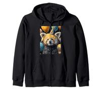 Red Panda Birthday Party Animal Themed in Space Zip Hoodie