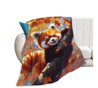 Red Panda Blanket Cute Red Panda Animal Maple Leaves Throw Blankets Soft Warm Fuzzy Cozy Plush Gifts for Girls Women Lightweight Fleece Flannel Stuff Decor Gift for Kids Adults 50"x40"