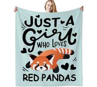 Red Panda Blanket Soft Cozy Warm Flannel Red Pandas Throw Blankets Just A Girl Who Loves Red Panda Blankets Bedding Decor for Red Pandas Lover Girls Women Adults Gifts 50"x40"