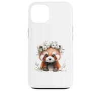 Red Panda Boho Chic Flower Crown Watercolour Art Case for iPhone 13