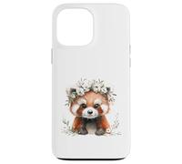 Red Panda Boho Chic Flower Crown Watercolour Art Case for iPhone 13 Pro Max