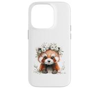 Red Panda Boho Chic Flower Crown Watercolour Art Case for iPhone 14 Pro