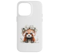 Red Panda Boho Chic Flower Crown Watercolour Art Case for iPhone 14 Pro Max