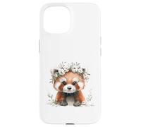 Red Panda Boho Chic Flower Crown Watercolour Art Case for iPhone 15