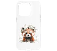 Red Panda Boho Chic Flower Crown Watercolour Art Case for iPhone 15 Pro