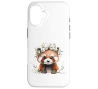 Red Panda Boho Chic Flower Crown Watercolour Art Case for iPhone 16