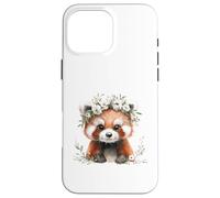 Red Panda Boho Chic Flower Crown Watercolour Art Case for iPhone 16 Pro Max
