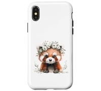 Red Panda Boho Chic Flower Crown Watercolour Art Case for iPhone X/XS