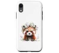 Red Panda Boho Chic Flower Crown Watercolour Art Case for iPhone XR