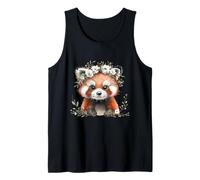 Red Panda Boho Chic Flower Crown Watercolour Art Tank Top