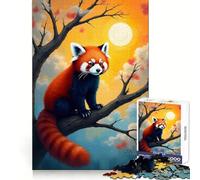 Red Panda Branch 1000 Teenager Pieces Jigsaw Puzzle Memory Boost Calm Escape Pattern Assembly Warm Surprise (50x75cm)