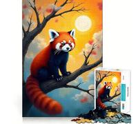 Red Panda Branch 1000 Teenager Pieces Jigsaw Puzzle Memory Boost Calm Escape Pattern Assembly Warm Surprise (50x75cm)
