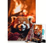 Red Panda by The Fire 1000 Pieces Jigsaw Puzzles for Adults Fine Logic Toy Leisure Time Neat Edge Art Collectible (50x75cm)