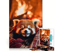 Red Panda by The Fire 1000 Pieces Jigsaw Puzzles for Adults Memory Gain Calm Mind Design Assembly Creative Gift (38x26cm)