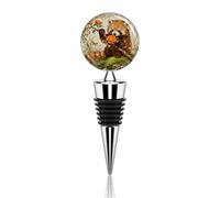 Red Panda Camellia Wine Bottle Stopper Decorative Vacuum Silicone Wine Stopper with Beautiful Art Glass Reusable Beverage Bottle Sealer Keeps Fresh