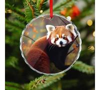 Red Panda Christmas Ornaments - Round Xmas Hanging Ornaments for Christmas Tree Decorations, Farmhouse Rustic Holiday Home Decor and Gift Party Tags (3.1 Inch)