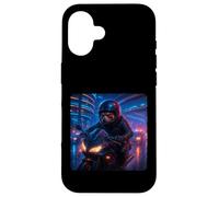 Red Panda Cyberpunk Rider Motorcycle Biker Synthwave Case for iPhone 16