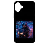 Red Panda Cyberpunk Rider Motorcycle Biker Synthwave Case for iPhone 16 Plus