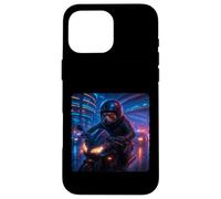 Red Panda Cyberpunk Rider Motorcycle Biker Synthwave Case for iPhone 16 Pro Max